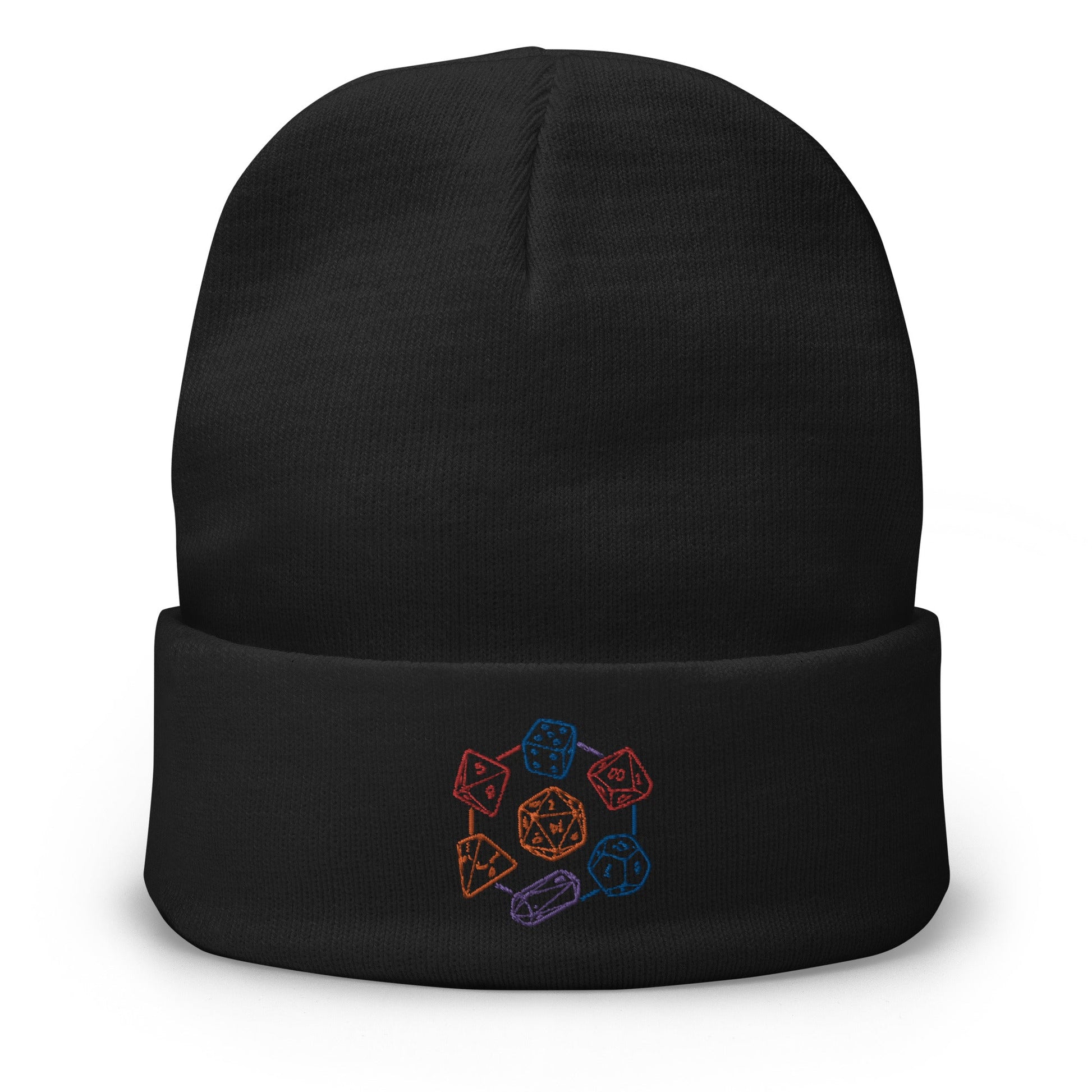 Polyhedral DnD Dice Embroidered Beanie