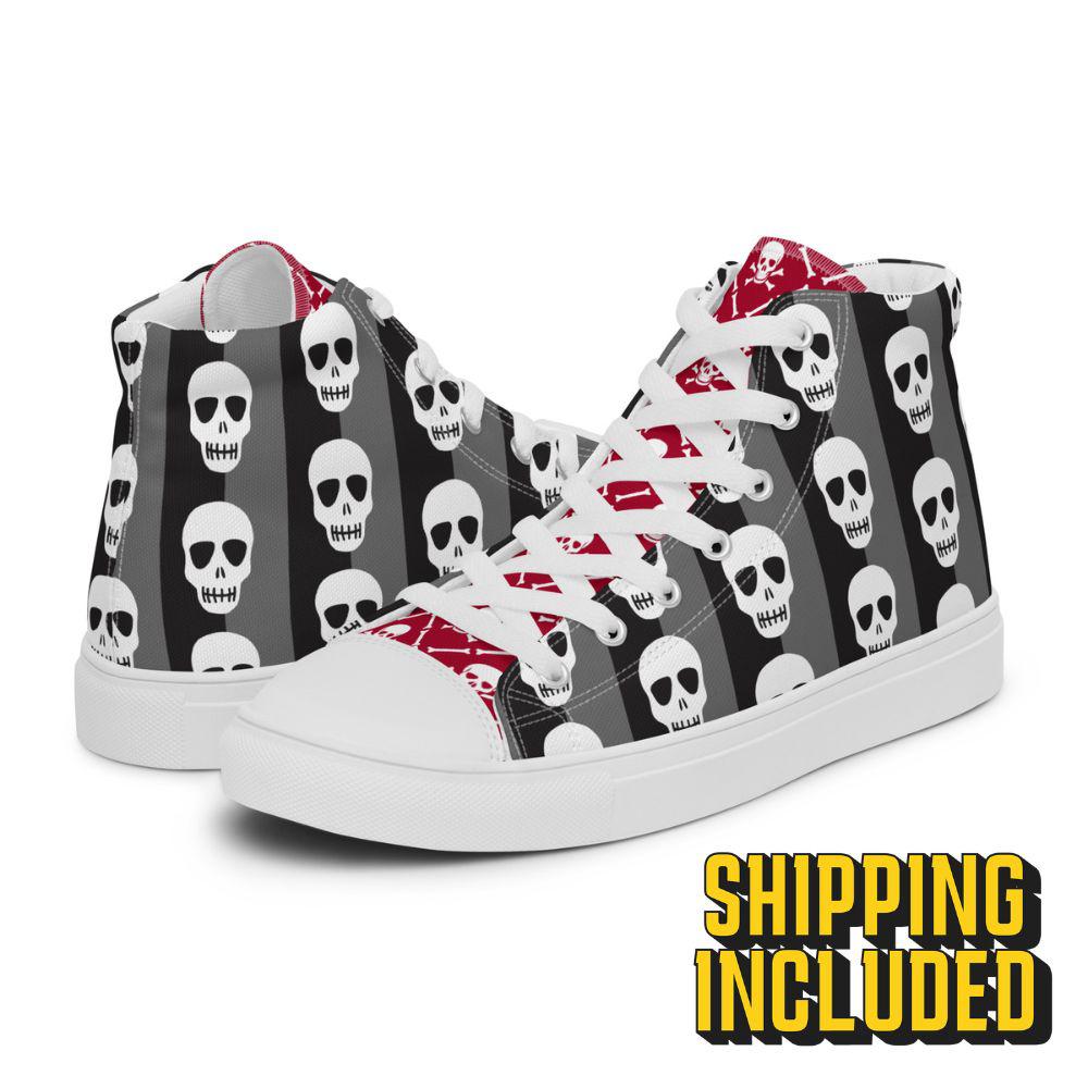 Skull Pattern Halloween High Top Canvas Shoes (Men’s)