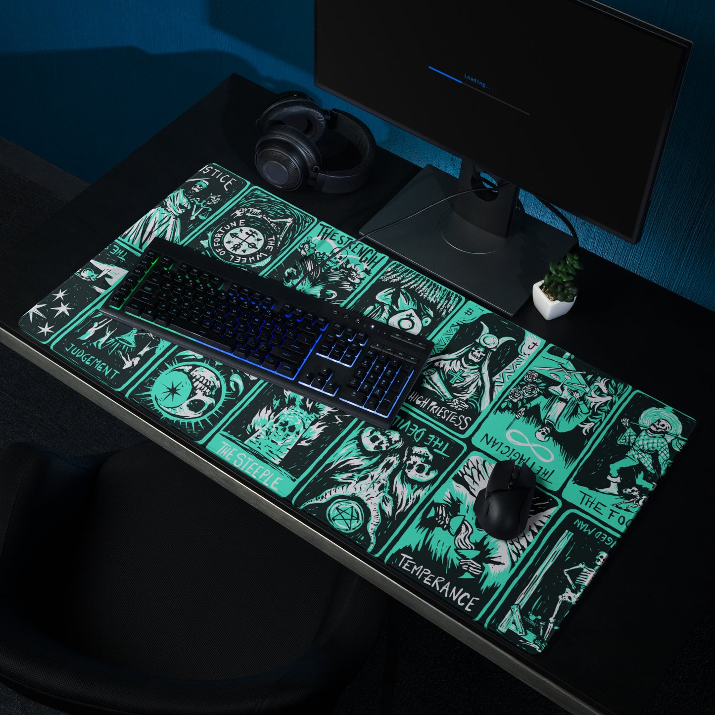 Teal Tarot Deck Gaming Mouse Pad/Battle Mat