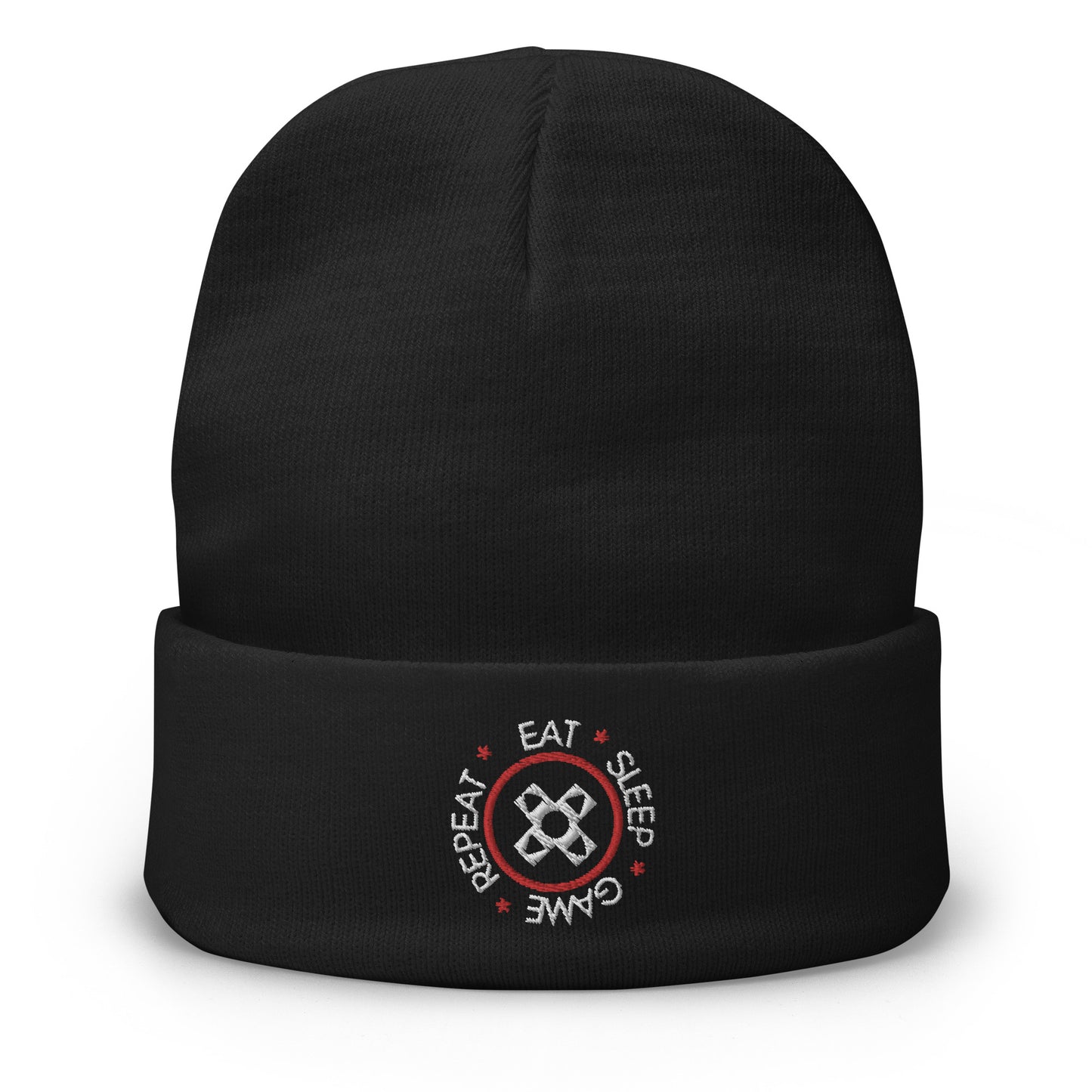 Eat Sleep Game Repeat Embroidered Beanie