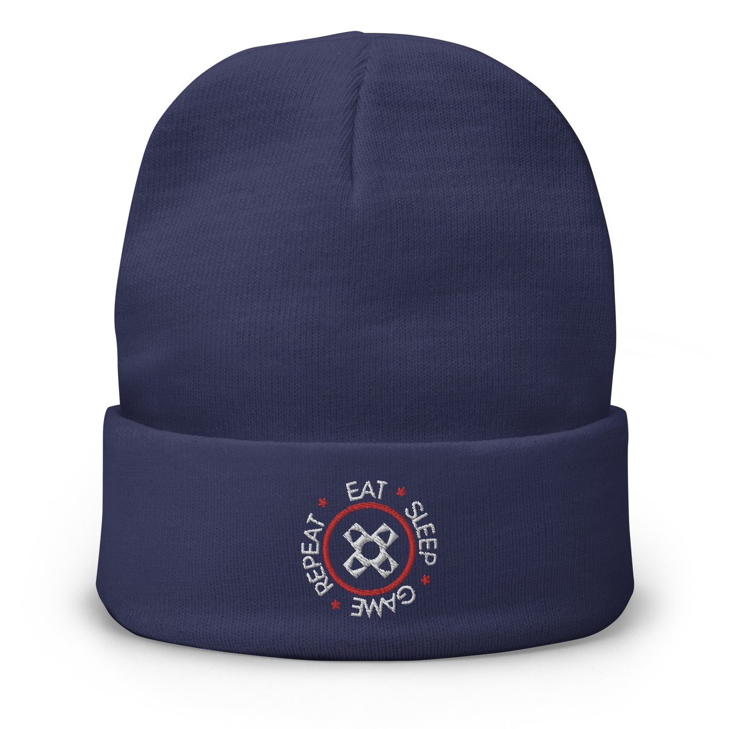Eat Sleep Game Repeat Embroidered Beanie