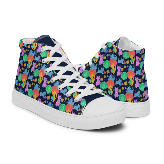 Cute Polyhedral Kitties Women’s High Top Canvas Shoes